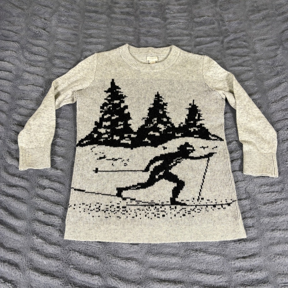 J.Crew Cross Country Skier Merino Wool Blend Sweater Gray‎ B3787 XXS